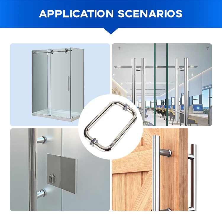 Commercial Shower Glass Door Handle Stainless Steel Glass Pull Handle
