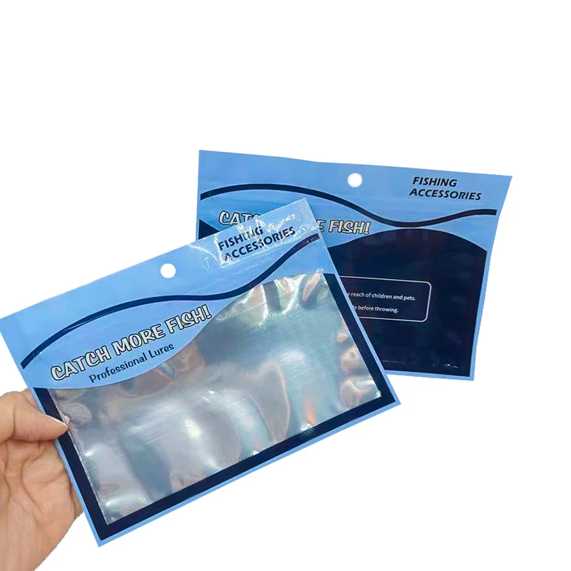 Custom Printed Recyclable Plastic Zipper Fish Feed Bags Euro Hole 