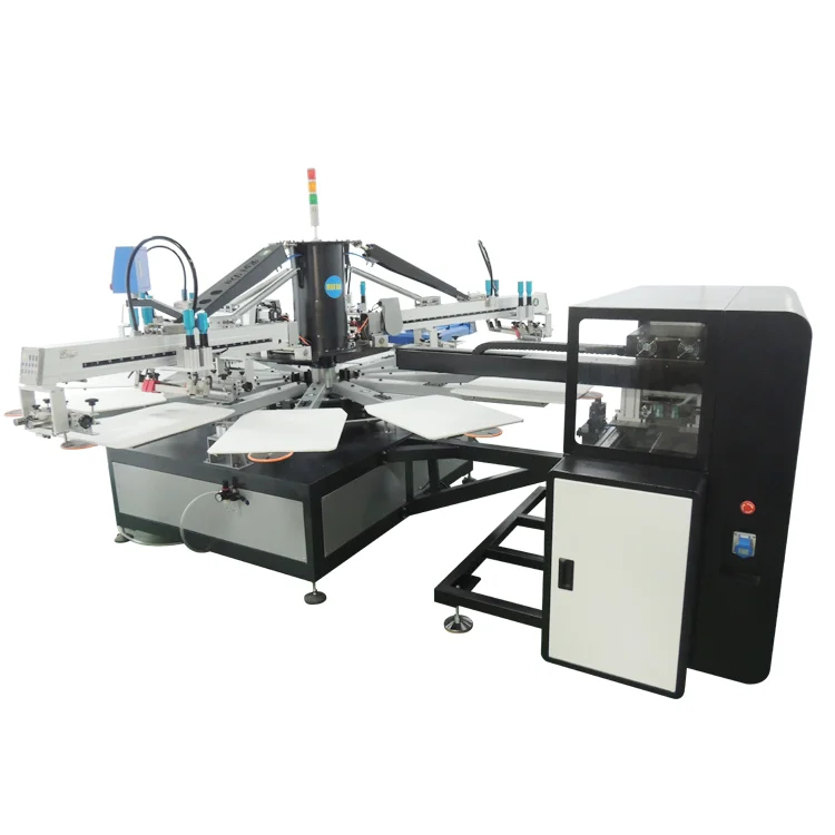 4 Color 12 Station Hybrid Digital Automatic T-shirt Silk Screen Printer With 4pcs Auto IR Flash Dryer With Sensor