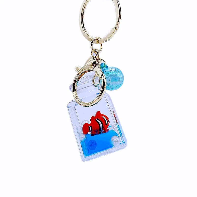 魚のフローティングカラー液体キーリングバッグアクセサリー