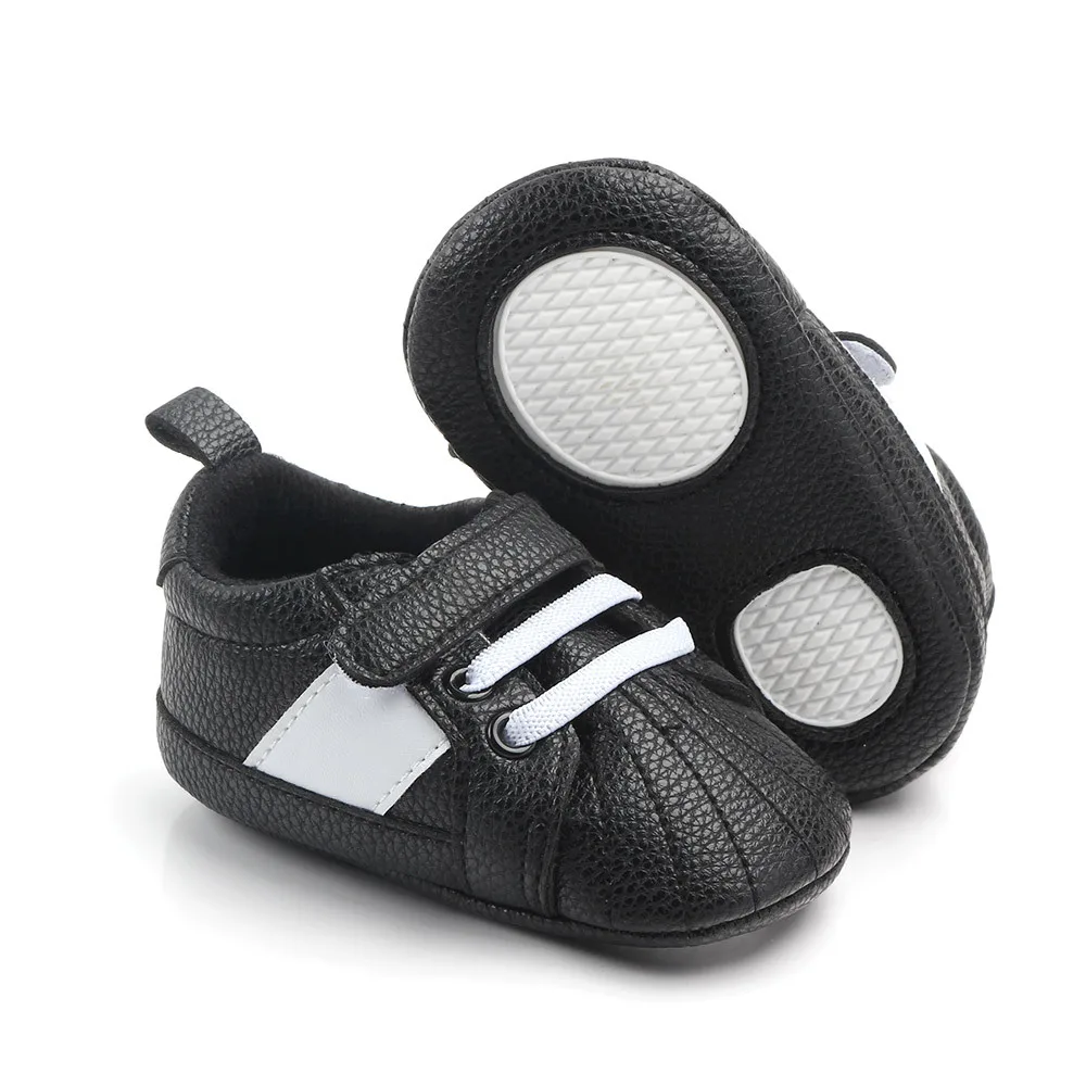 Baby Shoes Pu Leather Sneaker Striped Toddler First-Walkers Anti-Slip Soft-Sole New Casual Infant Shoes details