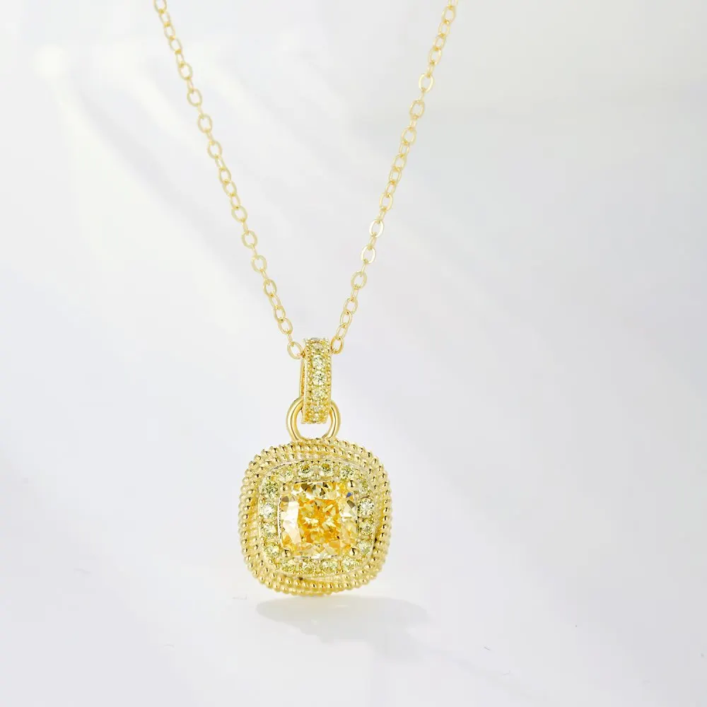KAKODIY Fashion luxury boutique jewelry 18K gold plated 925 sterling silver necklace set square pendant Cubic Zirconia necklace for women detail 3