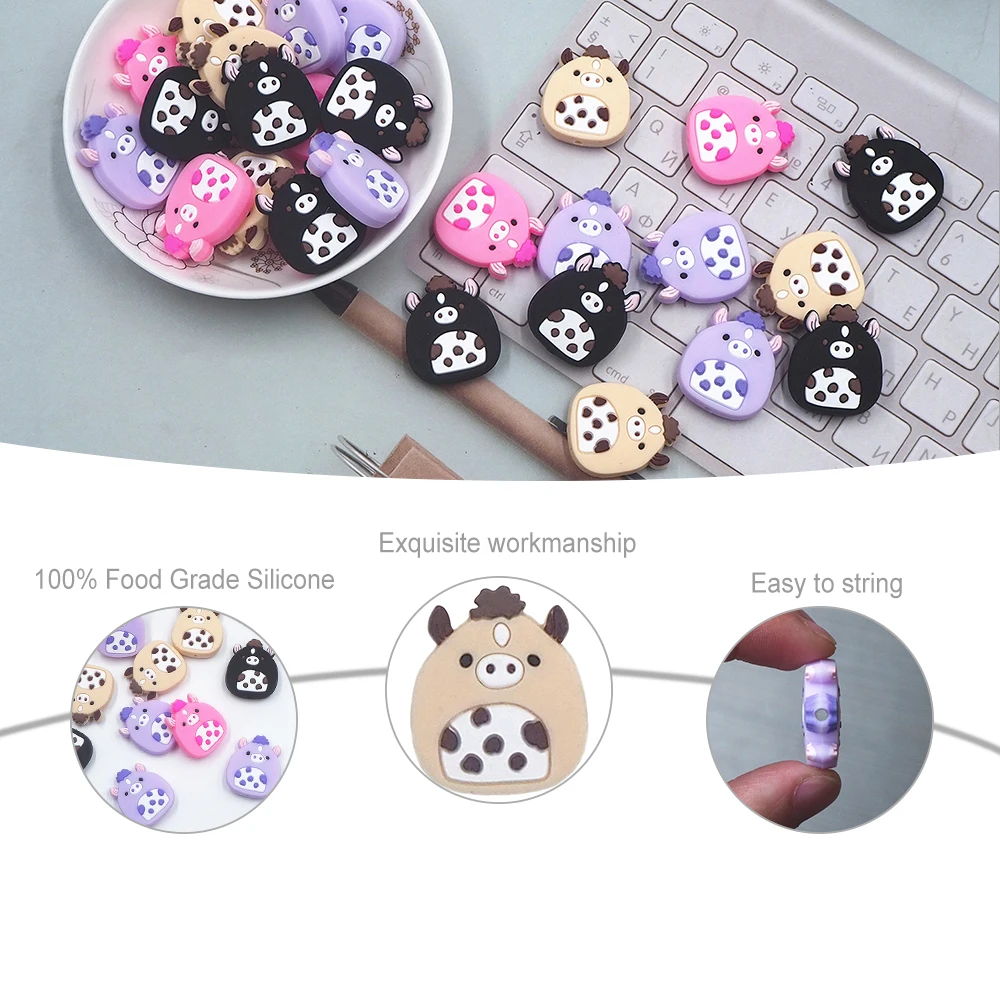 New Fashion Bpa Free Diy Pacifiers Chain Silicone Baby Teething String Beads Bulk Horse Silicone