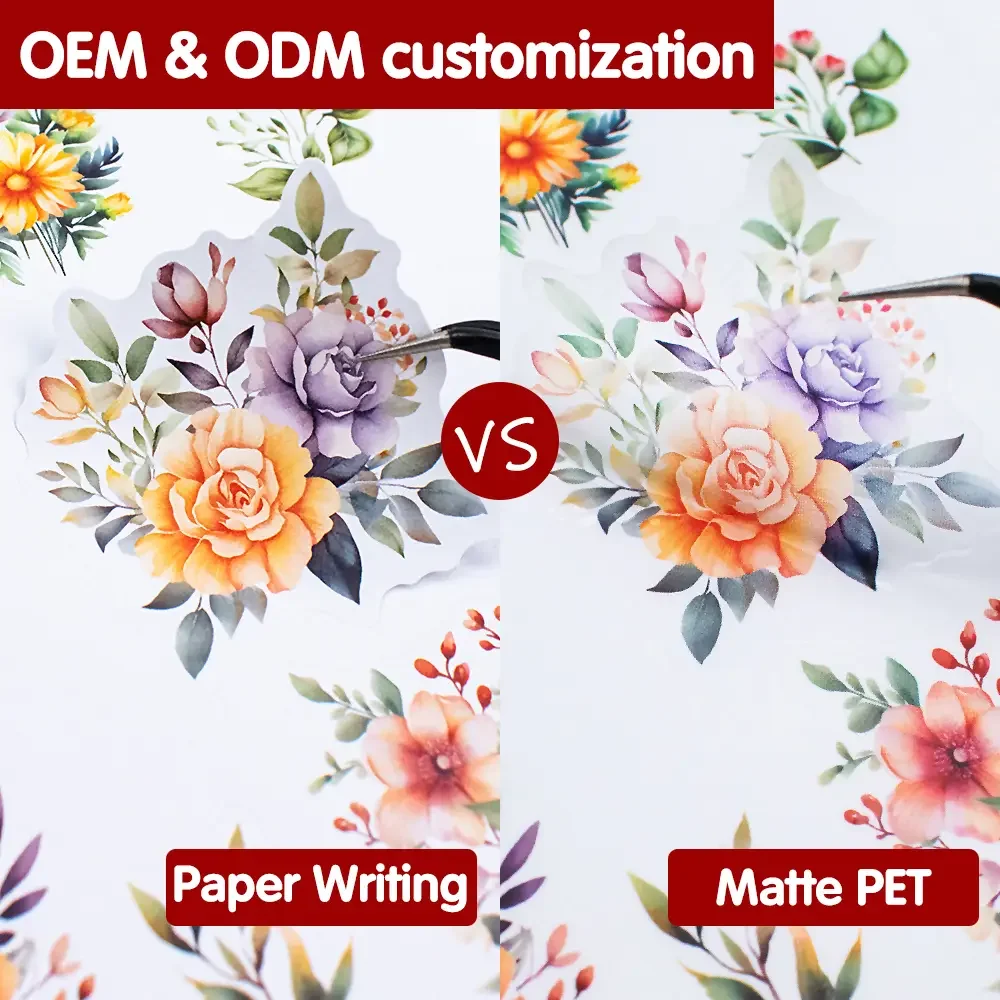 High Quality Custom Printing Gold Foil Flower Journaling Planner Sticker Book for Decoration