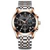 7 Rose Case Black Dial Stainless Strap