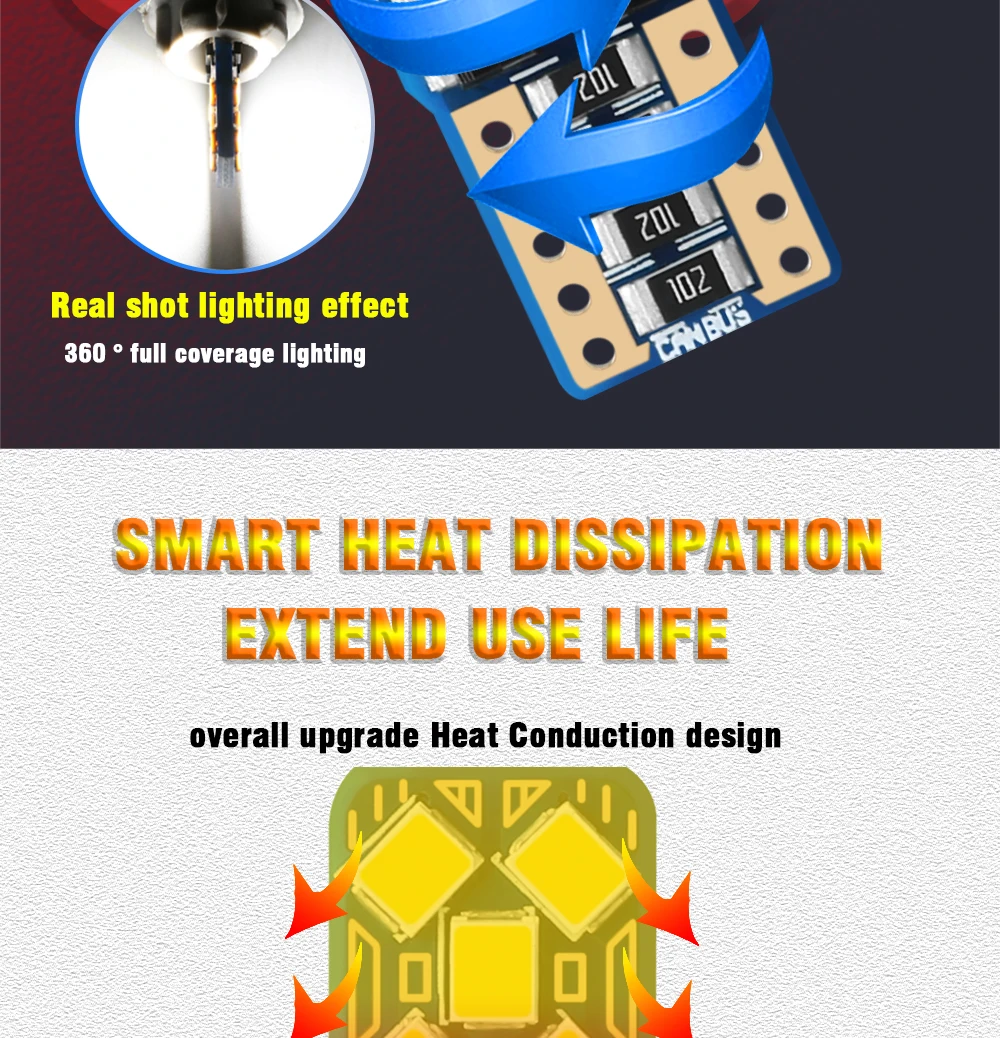 TECH-KING LED Side Light Car T10 W5w 194 168 2835 10smd Bulb Canbus Width Indicator Bulb Rear Box Light License Plate Light