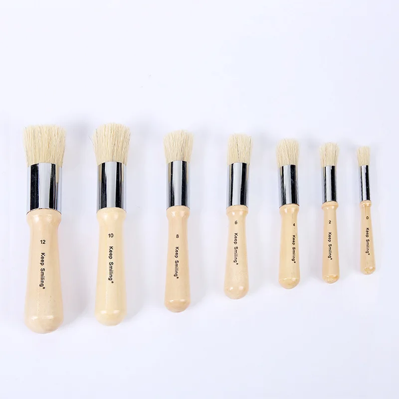 Xin Bowen Customize High Quality Keep Smiling Brand Single Natural Color Bristle Oil Painting Paint Brush