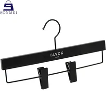 Movable Garment Jeans Trousers Hangers Custom Plastic Pants Hanger with Clips