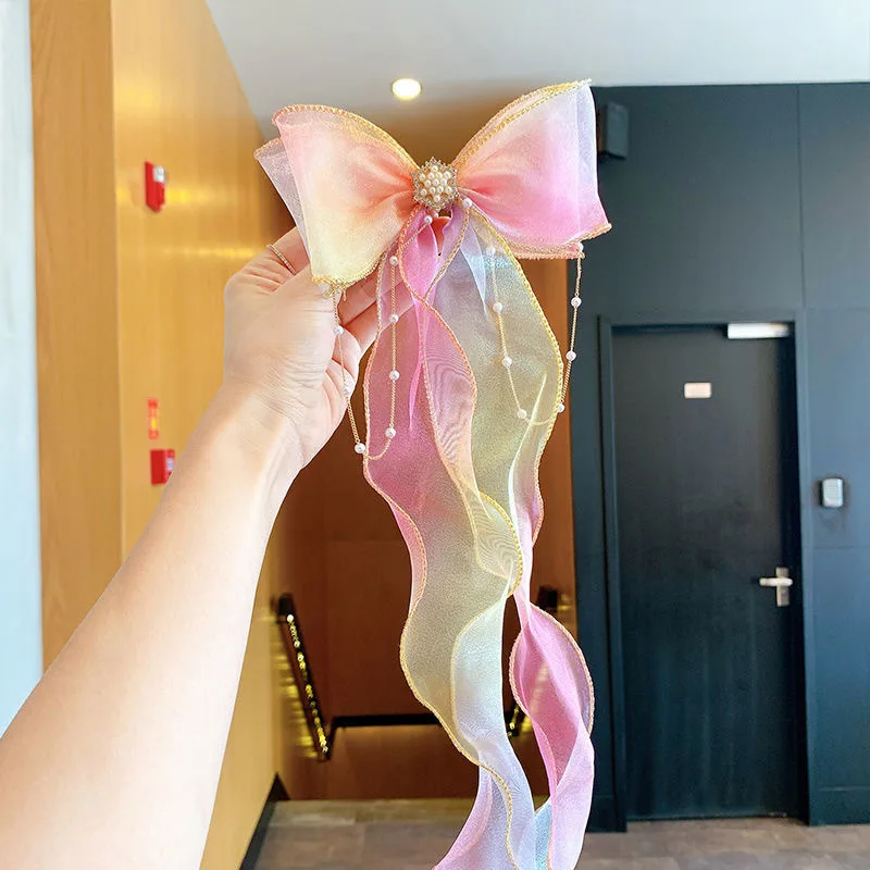 Аксессуары для волос с бантом для девочек, заколки для волос для детей, милые заколки для волос с лентой