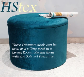 Customized 2026 Hot Sale Reliable Quality Furniture Velvet Round Pouf Ottoman Unique Foot Stool