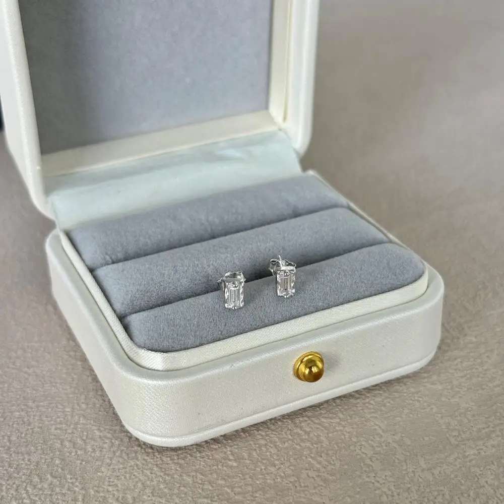 KAKODIY Elegant 925 Sterling Silver Stud Earrings, Emerald Cubic Zirconia 18K Gold Plated Sterling Silver Jewelry detail 5