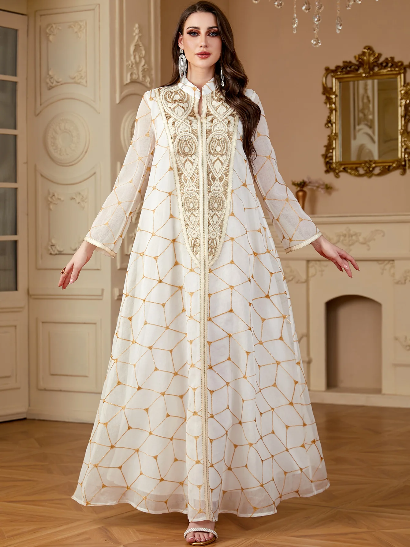 Eid Muslim Dress for Women Jalabiya Party Dress Arab Long Robe Morocco Kaftan Embroidery Luxury Abaya Women Muslim Dress Eid Muslim Dress for Women Jalabiya Party Dress Arab Long Robe Morocco Kaftan Embroidery Luxury Abaya Women Muslim Dress