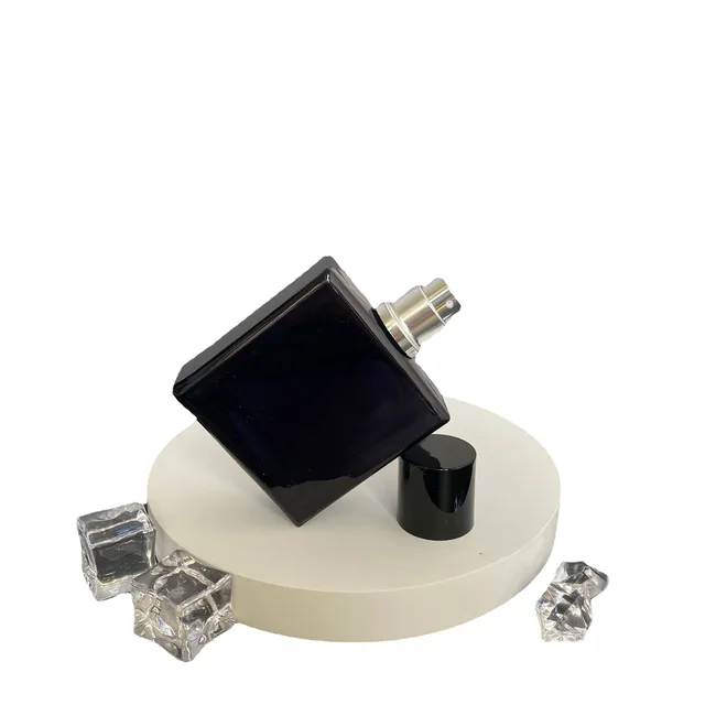50ml Square Transparent Glass Bottle with Acrylic Cap for Perfume Cosmetics Subpacking Spray Bottle Use