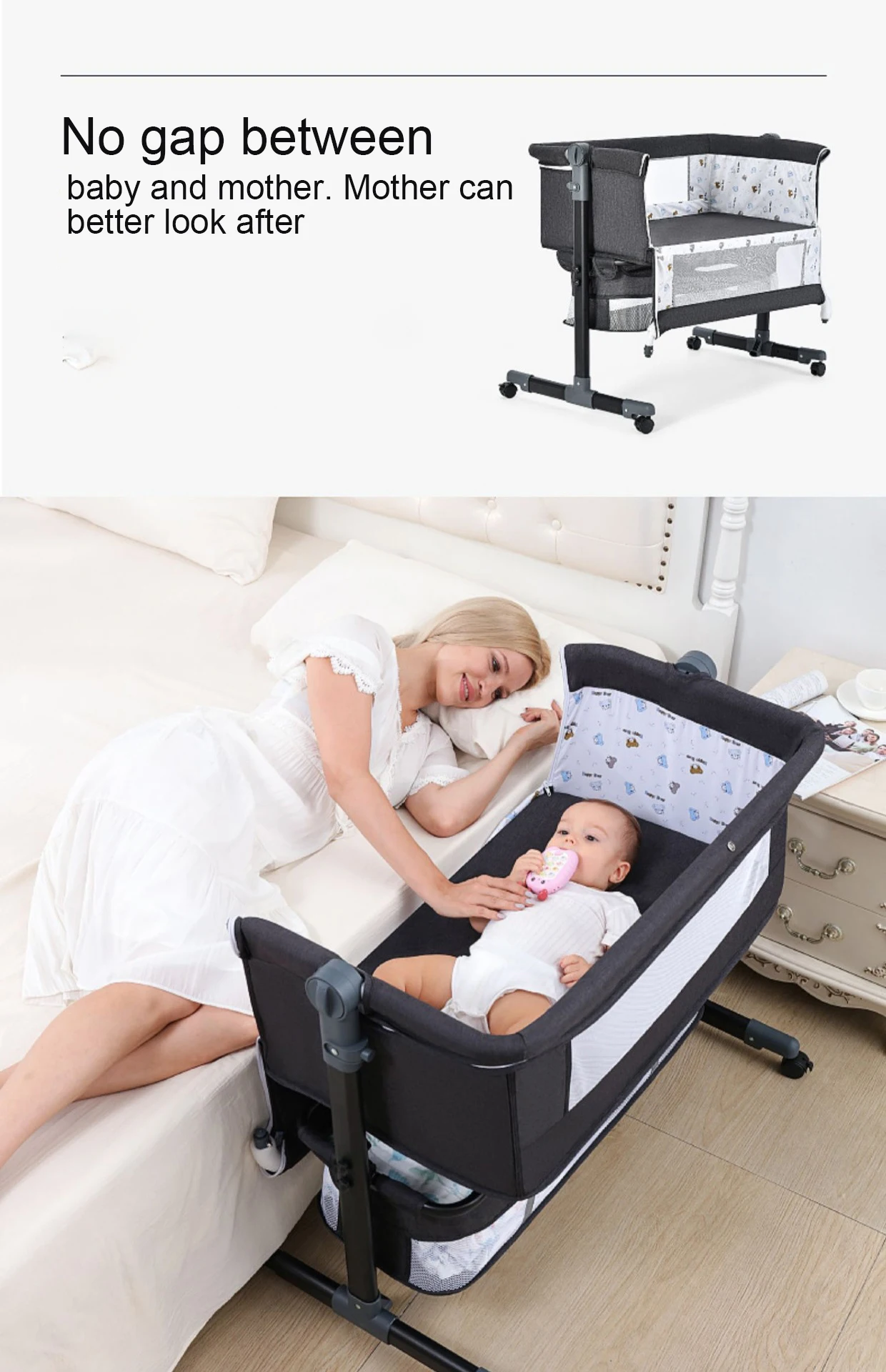 Wholesale High Quality Newborn Bedside Crib,Potable Baby Bedside