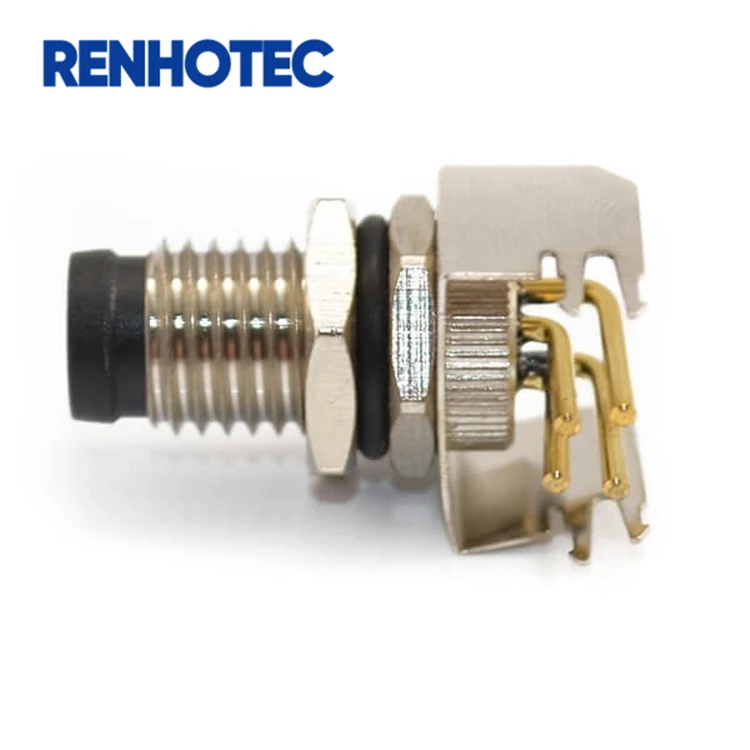 M8 Right Angle PCB Connector Panel Mount Male 3-8 Pin