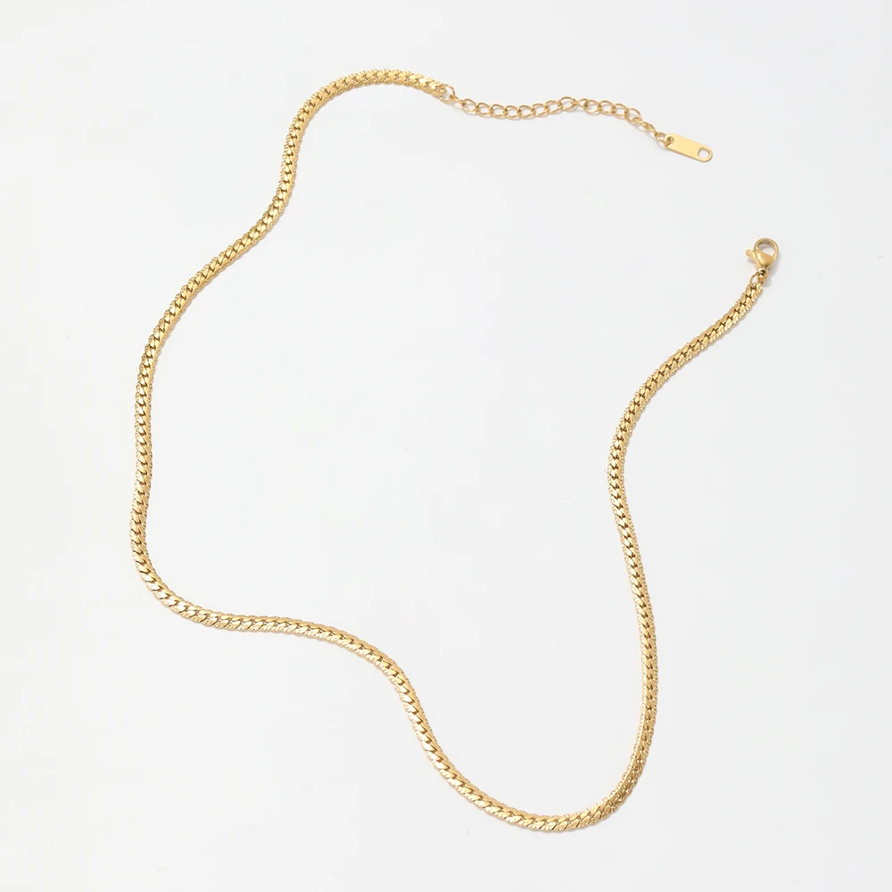 Joolim 18k Gold Plated Pvd Herringbone Chain Choker Necklace Stainless ...