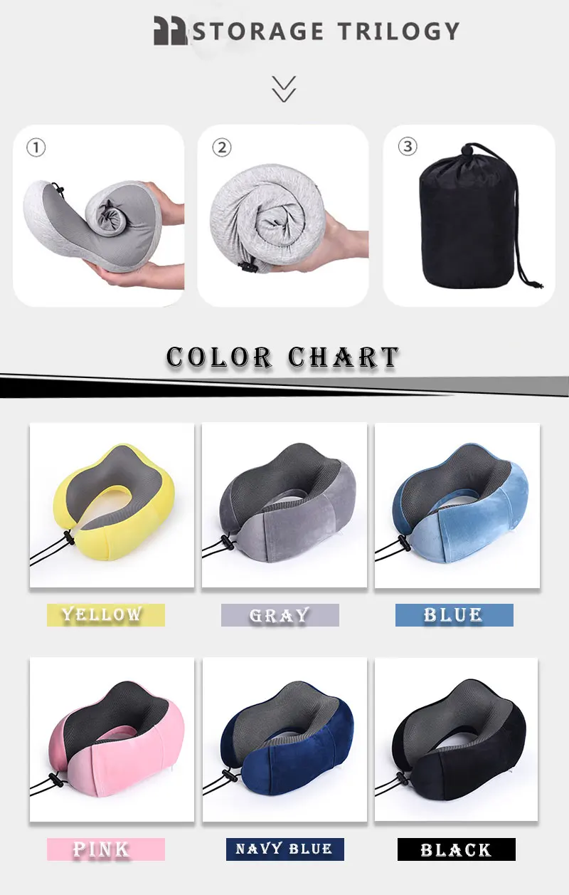 Car U Shaped Memory Foam Neck Pillows Soft Slow Rebound Space Travel Pillow Solid Neck Cervical Healthcare Bedding DropShipping