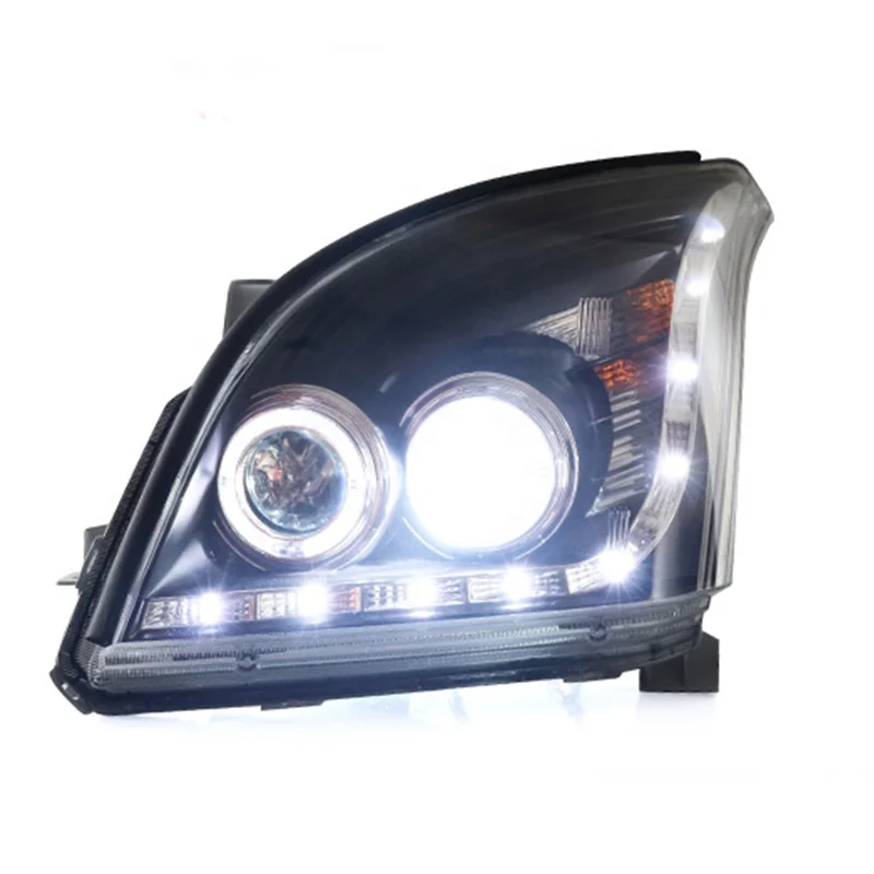 LED DRL Twin Projector Headlights For 2003-2009 Toyota Prado FJ120 - Black Housing