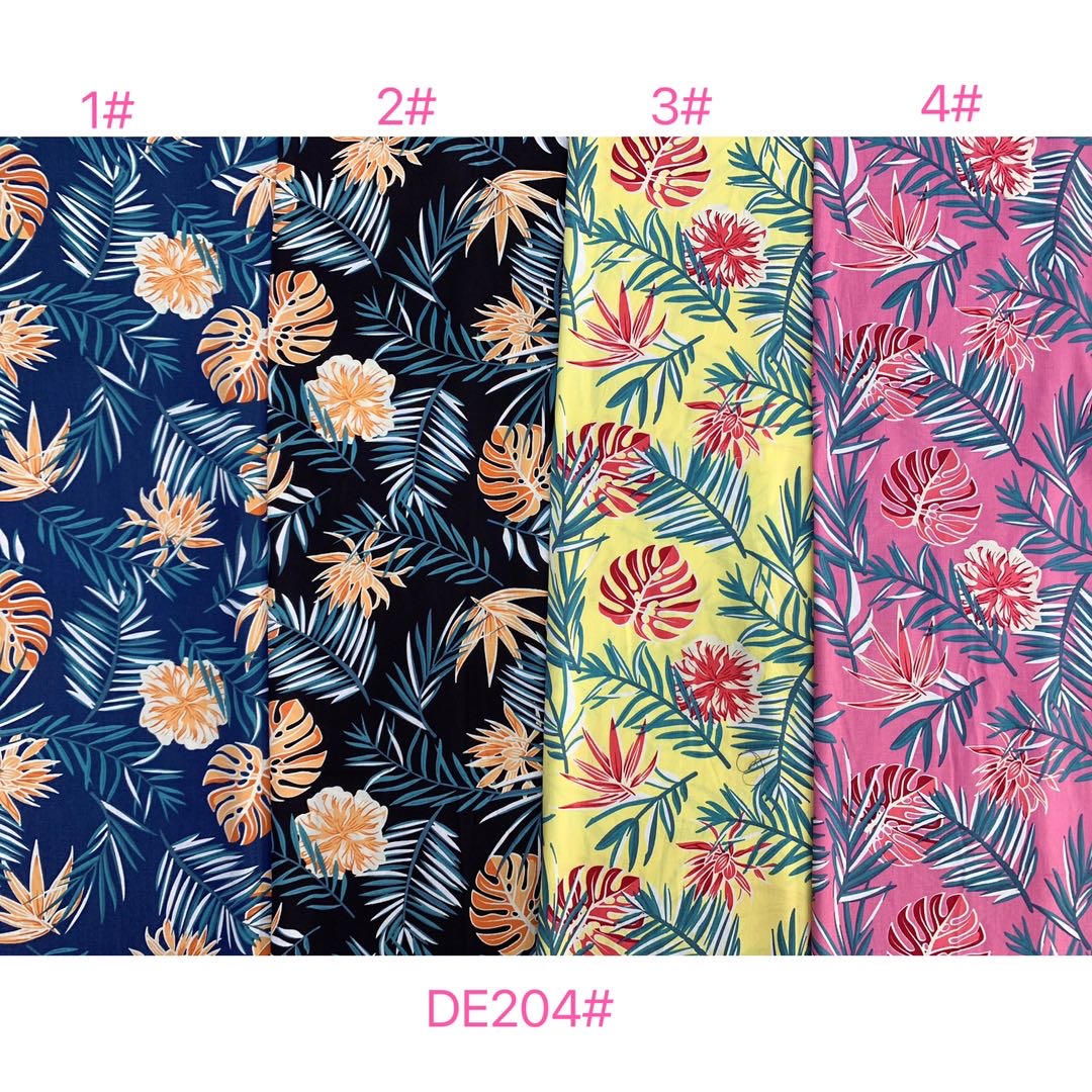 100% тканый вискоза с принтом листьев, ткань challis, вискоза, ткань