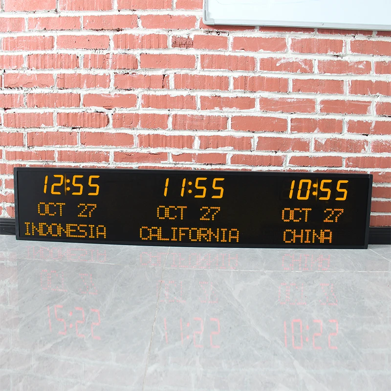 CHEETIE CP36 Wand-LED-Anzeige UTC Sydney New York Drei Länder Dual World  Zeitzonen uhren