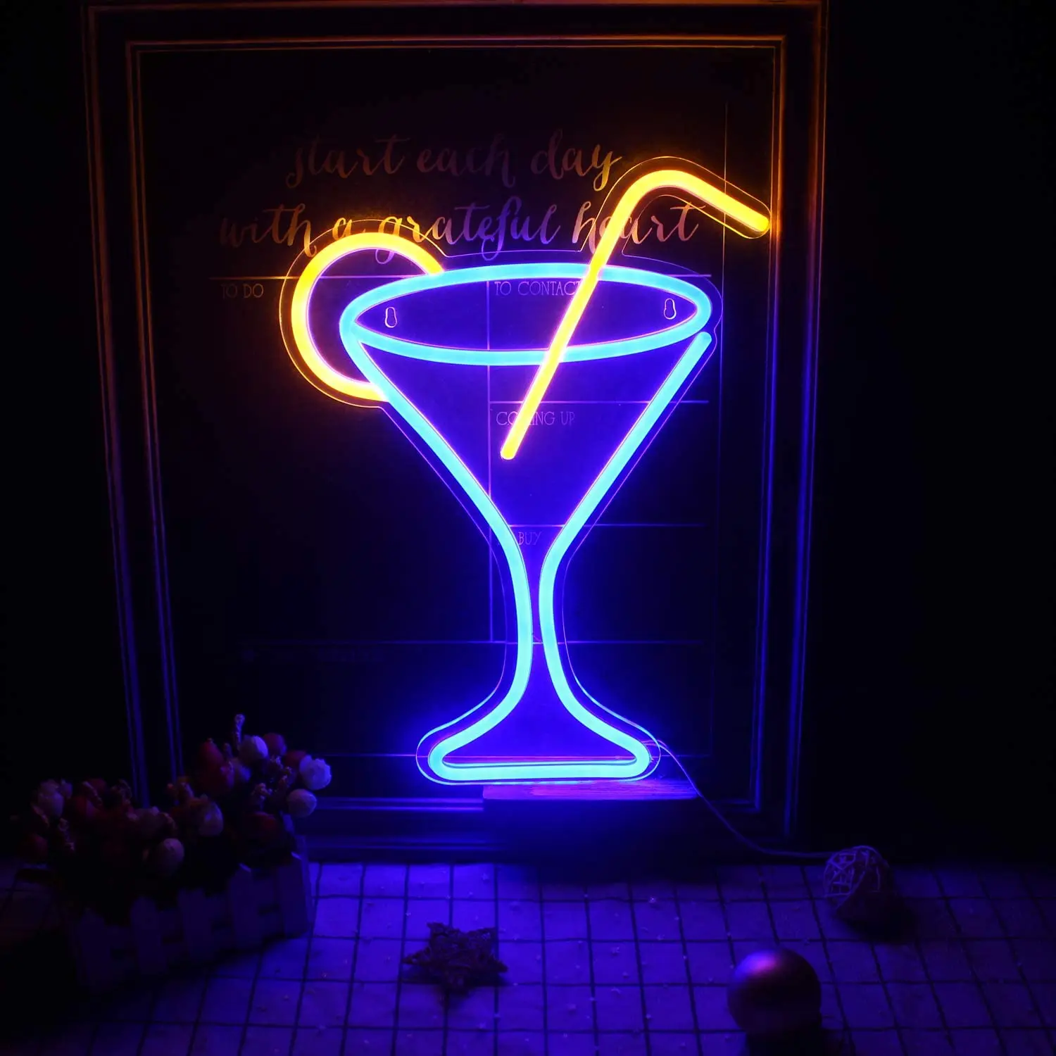 neon martini lamp