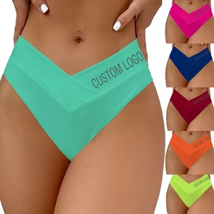 Factory Wholesale Women's V Cut High Waisted Bikini Bottom Ribbed High Cut Cheeky Swimsuits Bathing Suit Bottoms