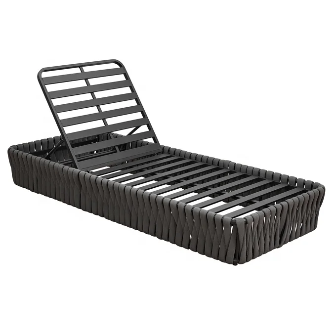 Leisure Hotel Garden Sun Loungers Outdoor Exterior Relaxation Aluminum Rope Chaise Lounge Chair Sunbed With Side Table for Spa