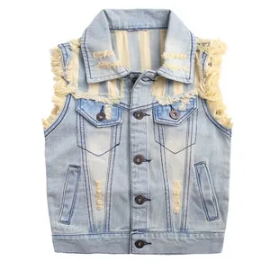 New Fashion Girls Children Clothes Trend Custom Jean Vest Of Online Shopping