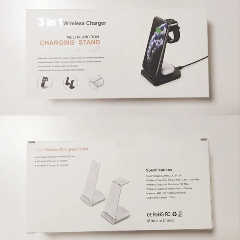 
15 Вт быстрая зарядная станция QI 3 в 1 Беспроводное зарядное устройство для iPhone 12 для iwatch для airpods 