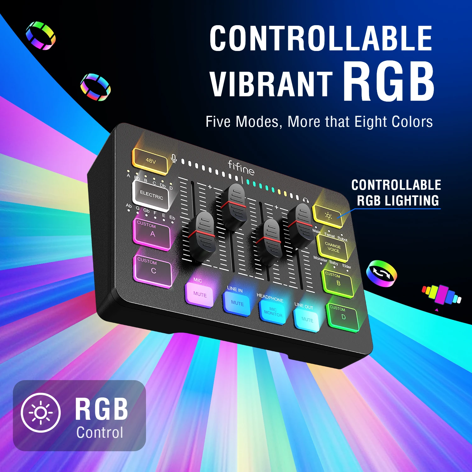 For Fifine SC3 XLR Podcast Audio Sound Card USB PC Recording Studio Portable Live Streaming Audio Interface Mixers