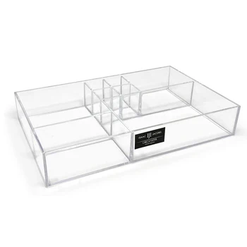 Custom transparent acrylic cosmetics storage box desktop display compartment category manager storage box
