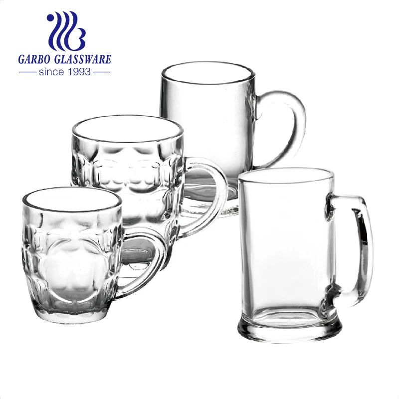 Stock Hot Selling Beer Glass Mug With Top Quality Dimple Drinking Glass