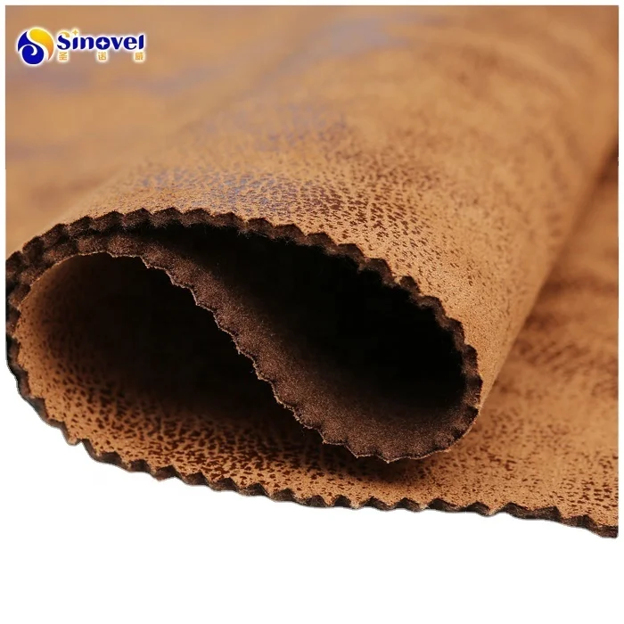 100% Polyester Fake Leather Sofa Fabric , Warp Knitted Faux Suede Fabric