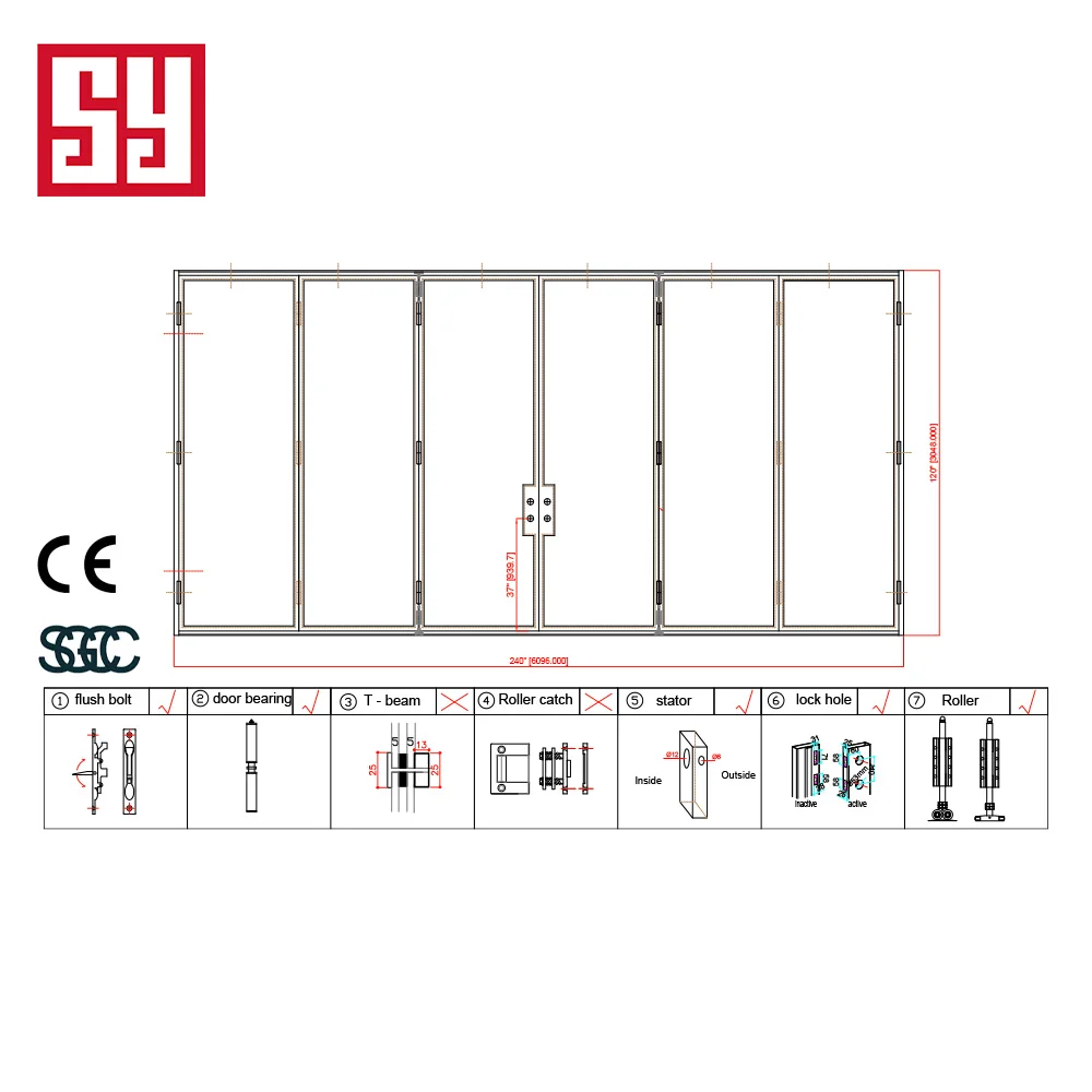 Custom Color Modern Design Bi-Fold Sliding Door Double Glass Waterproof Sound Insulation Steel Commercial Villa Project manufacture
