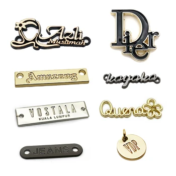 High Quality Custom Brand Name Letter Engraved Plate Tag Garment Metal ...