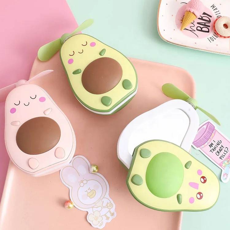 Avocado Small Usb Rechargeable Lamp Portable Lovely LED Night Light Makeup Mirror Mini Fan Lamp Promotional Gift 2020 New