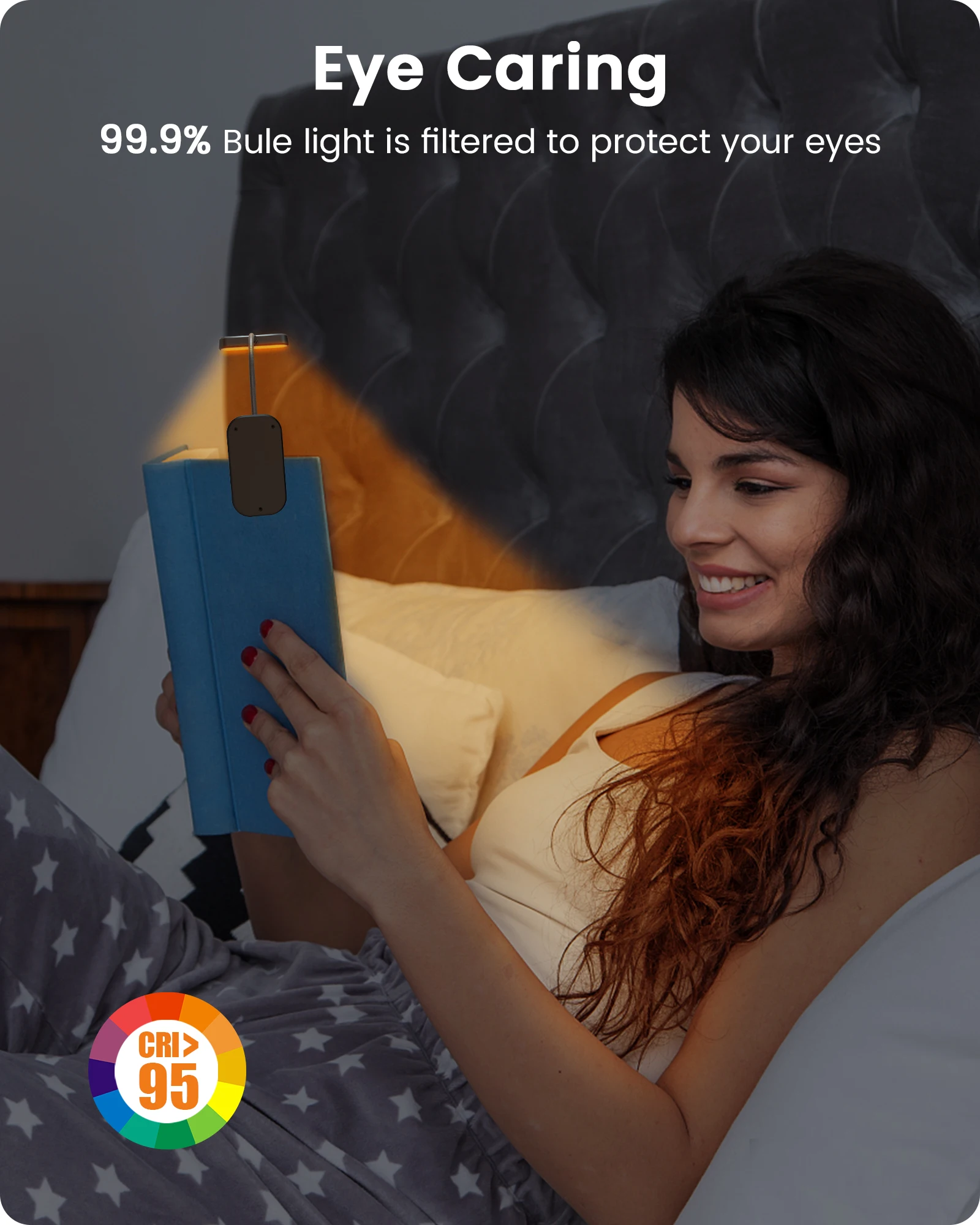 Glocusent Dimmable Amber Flexible Usb Rechargeable Led Clip On Book Reading Light For Reading In