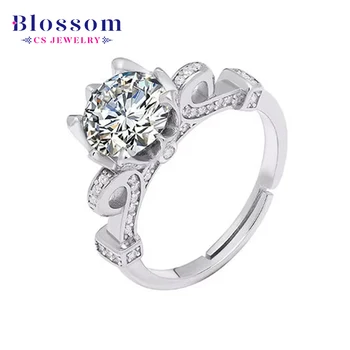 Blossom CS Jewelry Supplier Jewelry Design Moissanite Rings Wholesale 925 Sterling Silver Women GRA Certified Moissanite Jewelry