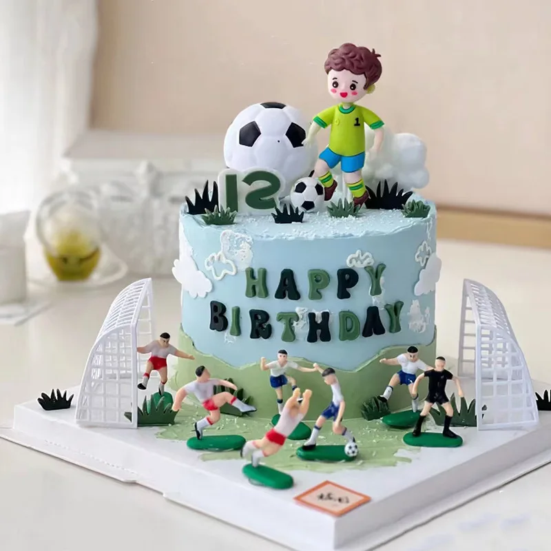DAMAI Soccer Cake Topper Decorations Soccer Ball Player Cake Decorations for Soccer Football Theme Birthday Sport Party Supplies