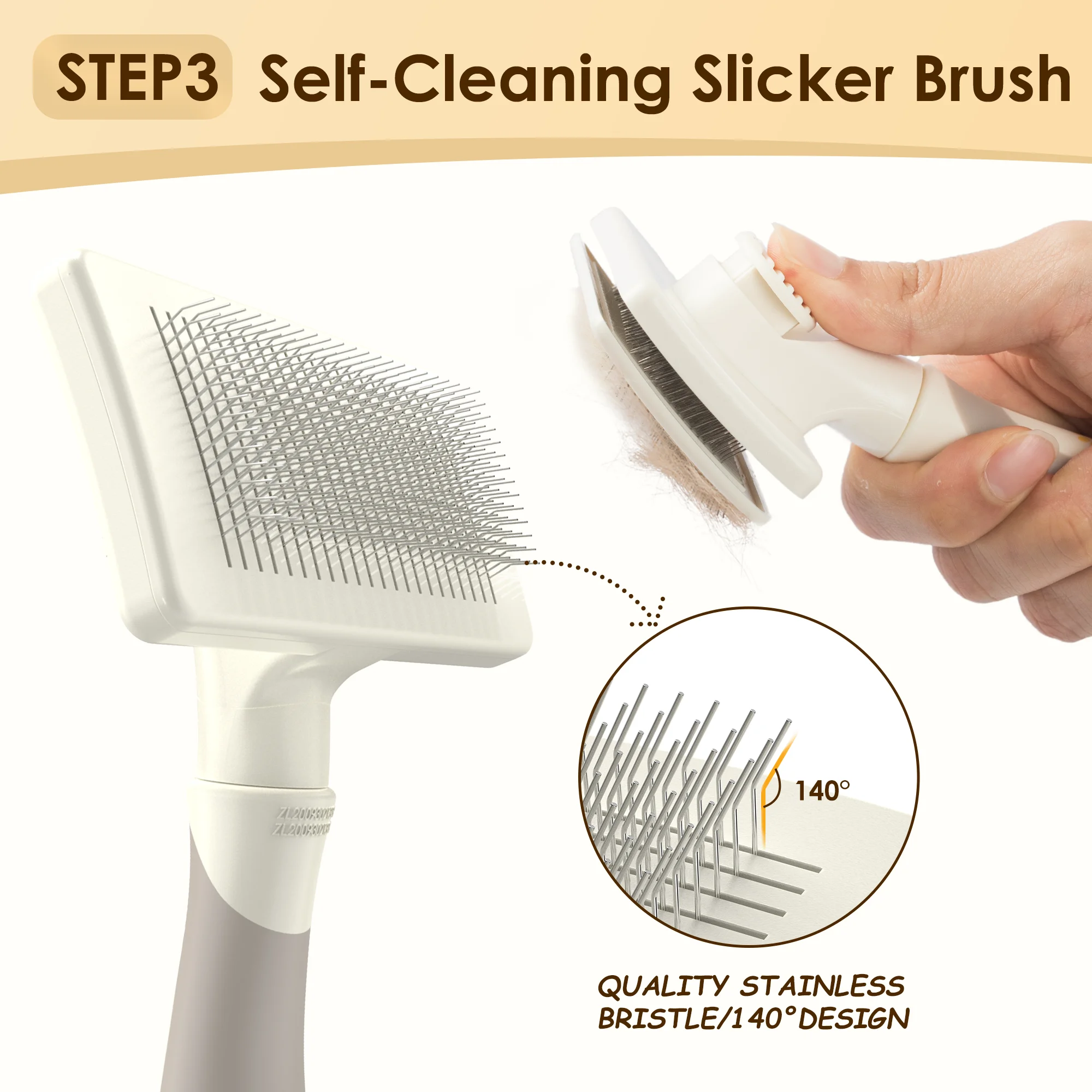 Professional Long Haired Dog Grooming Kit Cat Grooming Brush Dog Shedding Brush and Self Clean Slicker Brush