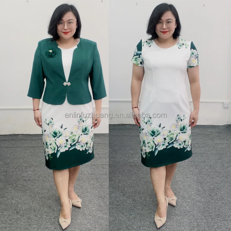 Size 42 54 High Quality Casual Dresses Plus Size Turkey Style Office Ladies  Coat and Dress Women Sets