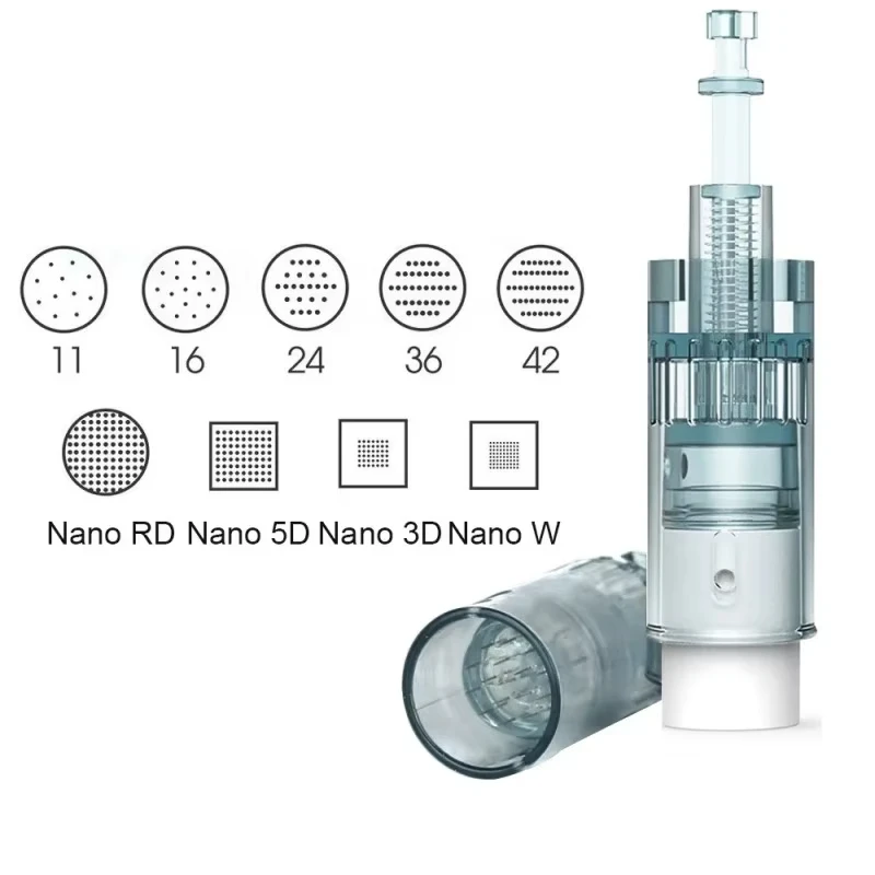 Shop Dr. Pen M8 replacement cartridges in 11, 16, 24, 36, 42 Pin, Nano RD, 5D, 3D and Nano W options. Single-use cartridges for the M8 microneedling device. Replacement Needle Cartridges For Dr. Pen M8 – 11/16/24/36/42 Pin & Nano Tips