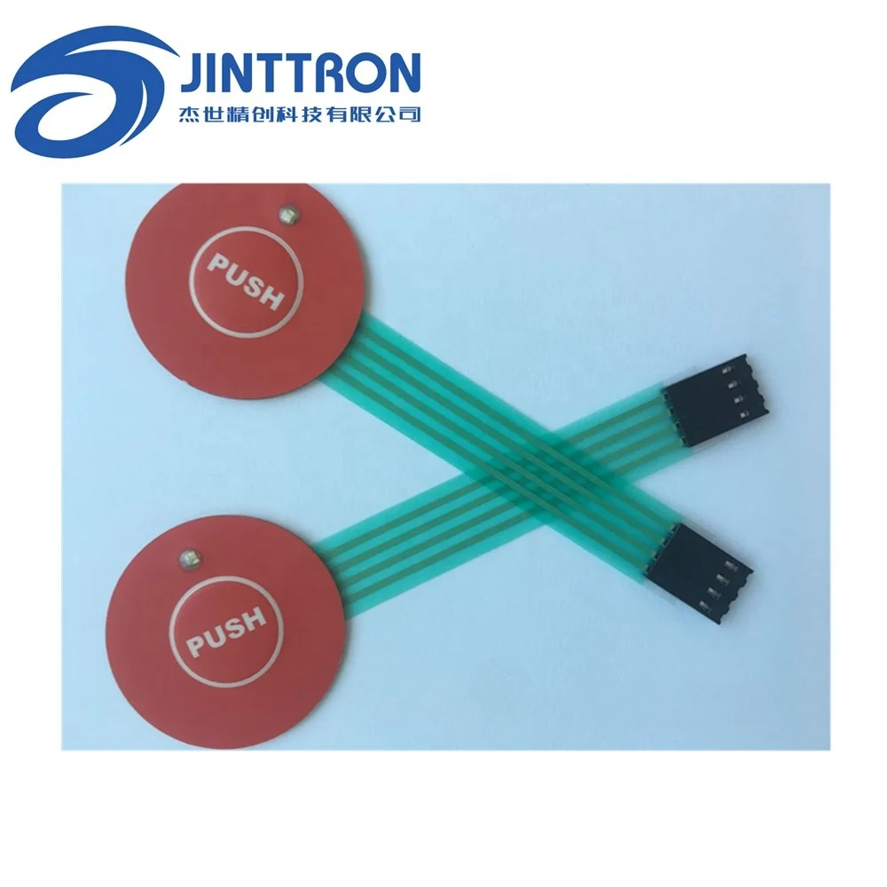 Custom Tactile Single Button Embossed one Key Membrane Switch keypad FFC cable wire