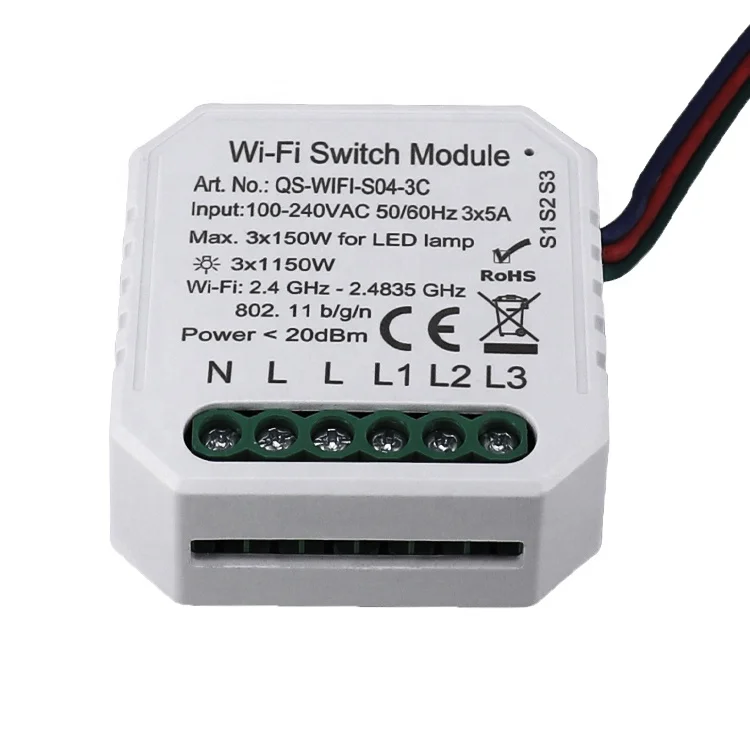 Smart Home Automation 3 Gangs Mini Smart Wifi Breaker DIY Smart Switch Support Rocker Switch Button Switch 3 Way Control