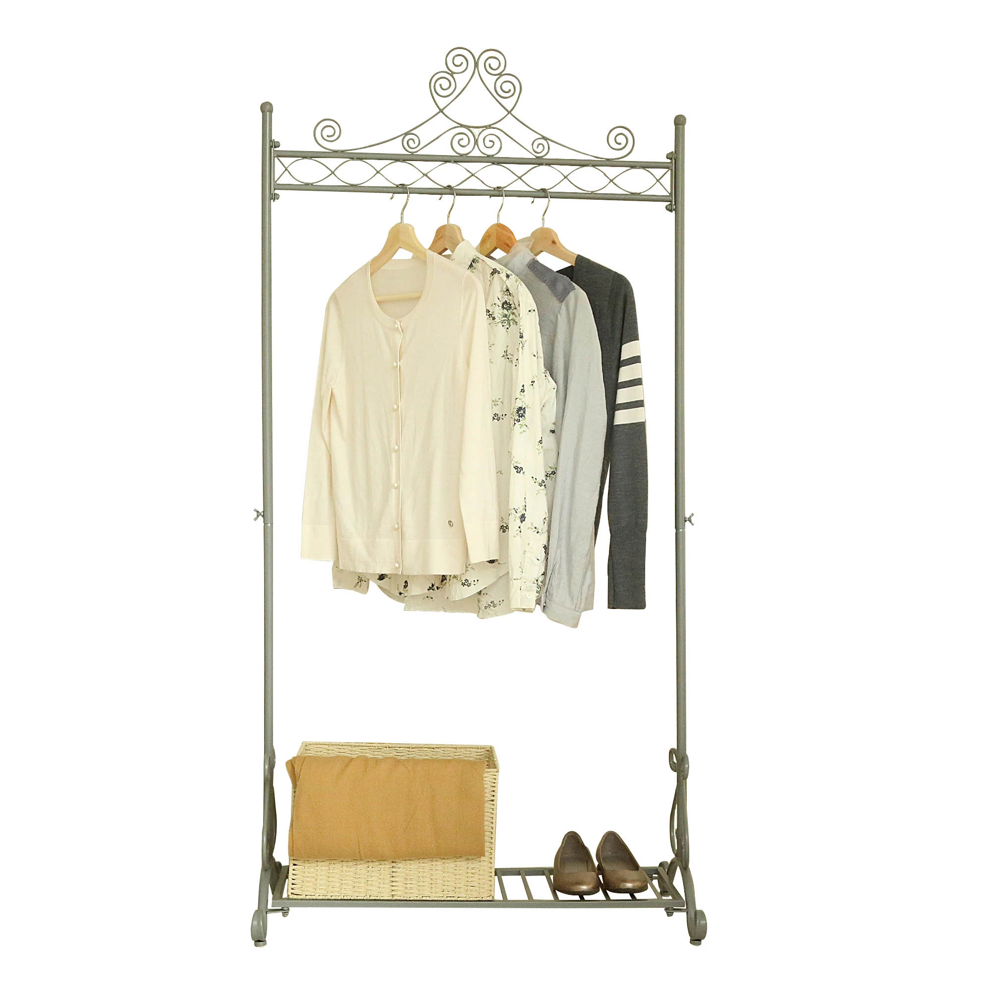Прочная и прочная Ретро металлическая вешалка BOGER для одежды, винтажная вешалка для одежды с напольной полкой, вешалка для пальто, стоячий