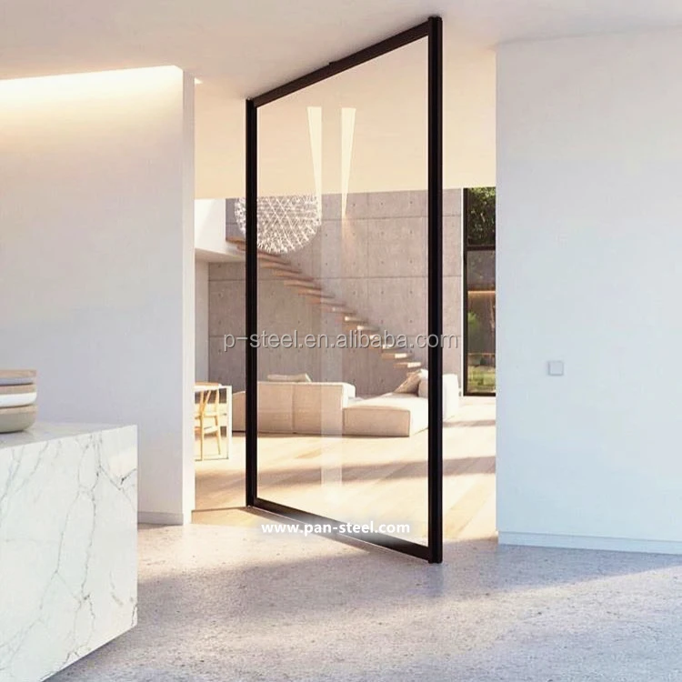 product modern high rise wrought iron swing door 1 hour fire rated glass compact steel pivot entries for condo lobbies windproof-2