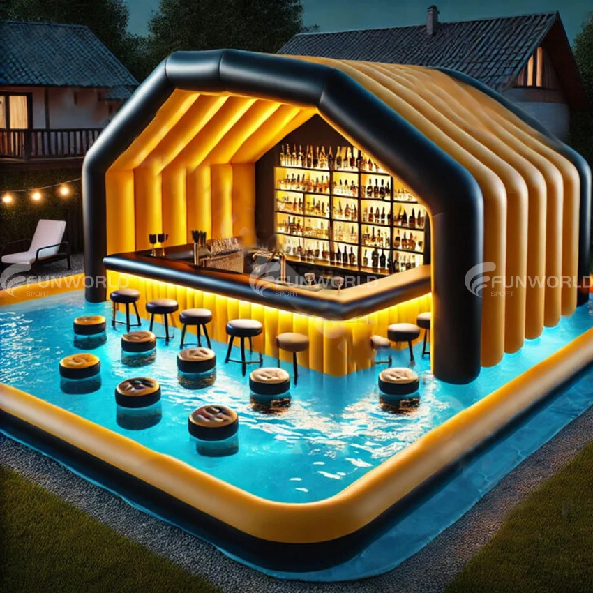 Barra De Piscina Inflable Portátil – Bandeja Flotante De 29.5x19.7x4.7 Pulgadas Con Mango Para Fiestas En Piscina, Playa Y Jacuzzi