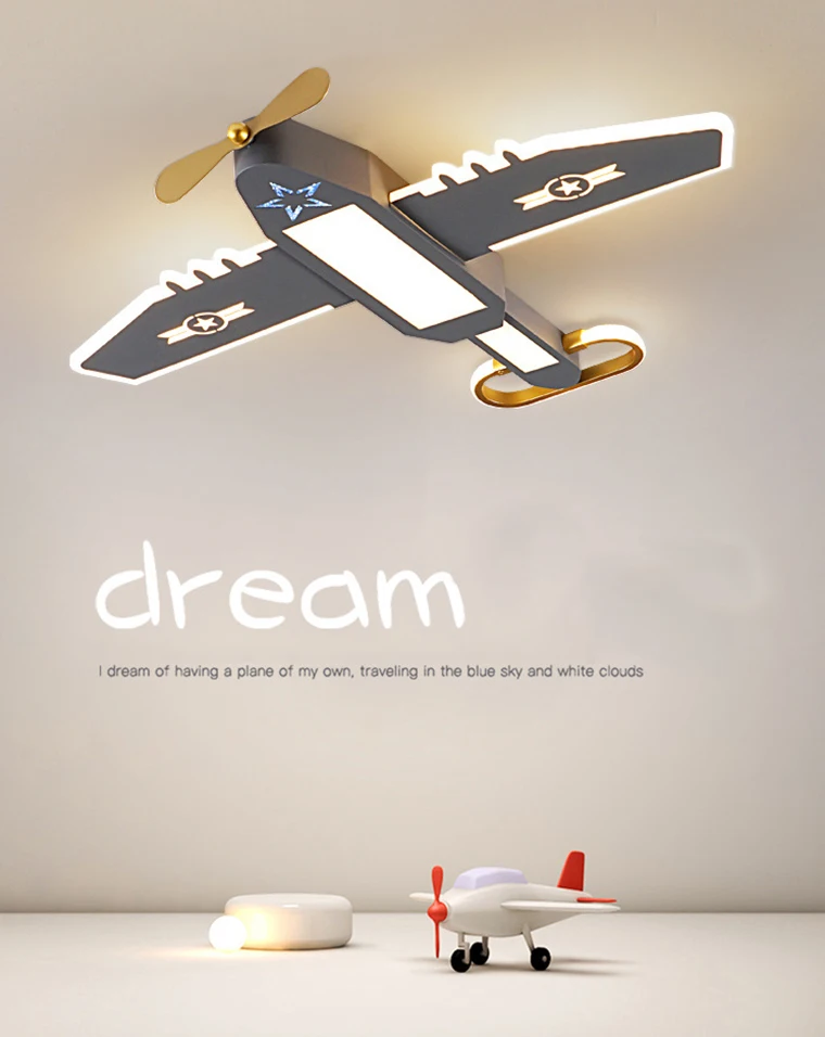 Child room airplane light boy bedroom ceiling light creative personality modern simple cartoon room eye protection lamps