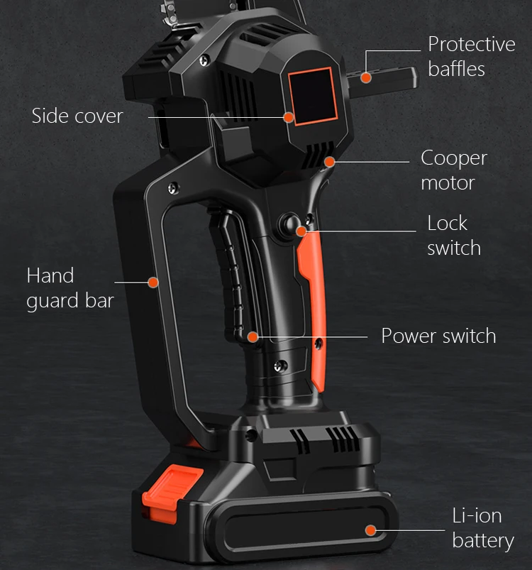 Small Handheld Cordless Electric Chainsaw With 2000mAh Li Ion Battery