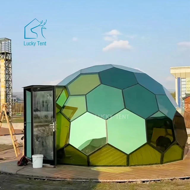 Factory Price 6m 7m Glass Dome Tent Camping Geo Dome House Glass Geodesic Dome Kit for Outdoor Living